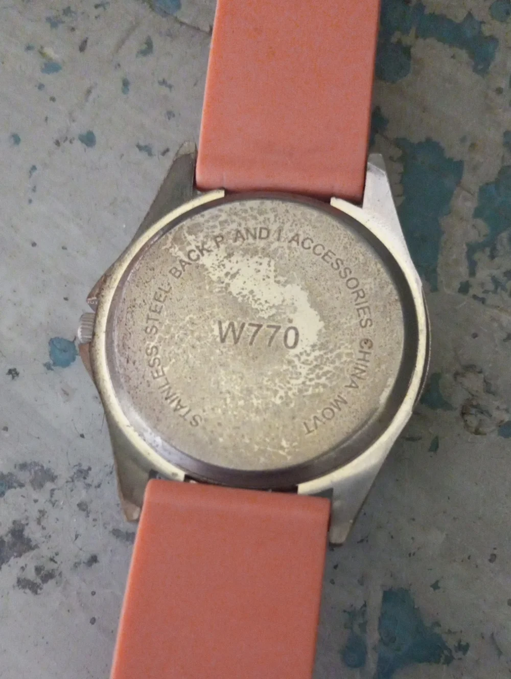 Silver Tone Crystal-Bezel Coral Color Silicone Strap Watch